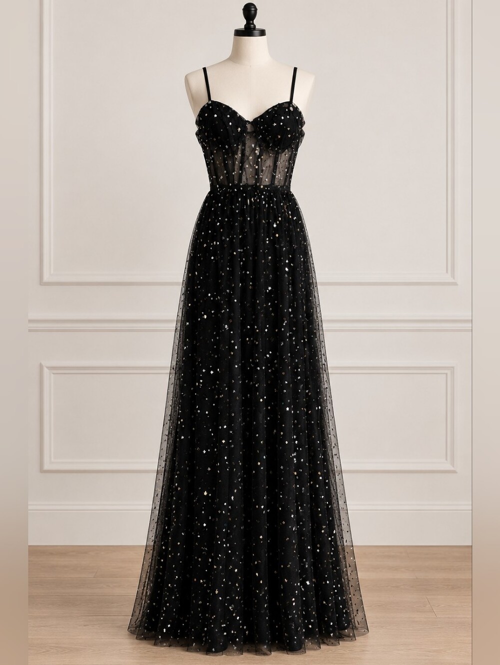 Showpo Stunning View Maxi Dress Black & Gold Size 4